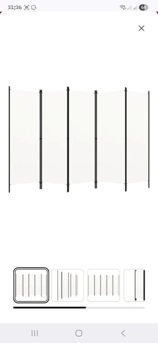 Biombo separador de 6 paneles blancos
