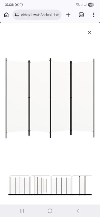 Biombo separador de 6 paneles blancos