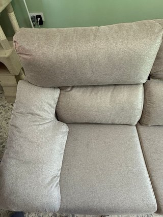 Sofá 3 plazas tela beige/gris