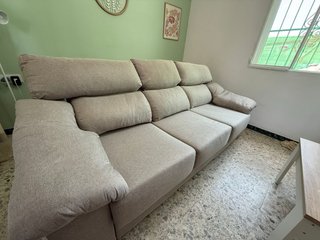 Sofá 3 plazas tela beige/gris