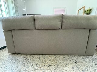 Sofá 3 plazas tela beige/gris