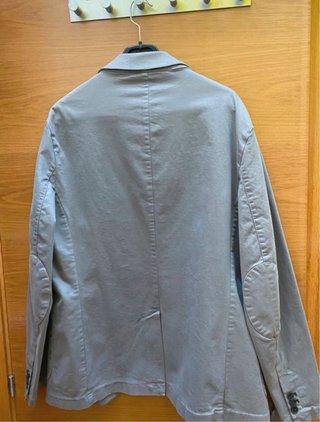 Blazer Zara Algodon Hombre Gris Sin Forro
