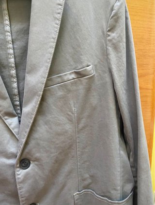 Blazer Zara Algodon Hombre Gris Sin Forro