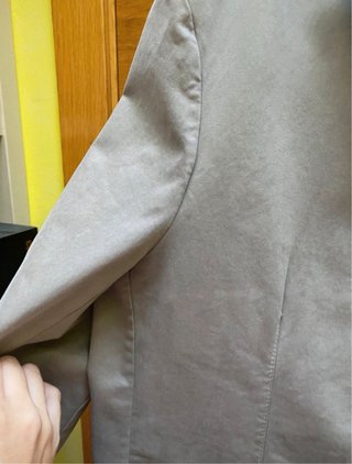 Blazer Zara Algodon Hombre Gris Sin Forro