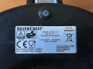Tetera Eléctrica SilverCrest Blanca