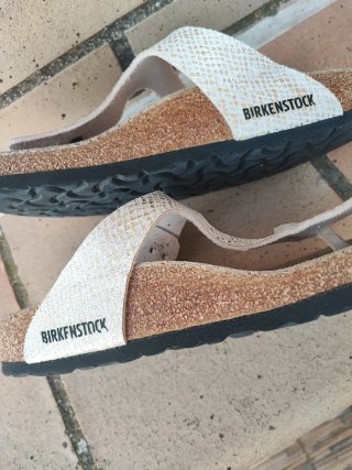 Chanclas Birkenstock Talla 37/38 Beige/Oro