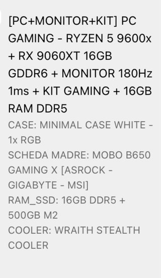 PC Gaming RYZEN 5 9600x + RX 9060XT 16GB