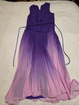 Vestido largo degradado morado y rosa
