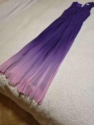 Vestido largo degradado morado y rosa