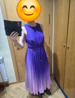 Vestido largo degradado morado y rosa