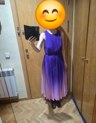 Vestido largo degradado morado y rosa