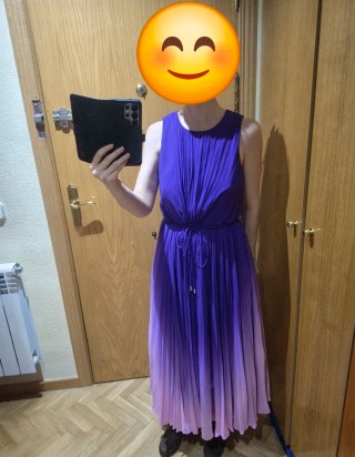 Vestido largo degradado morado y rosa