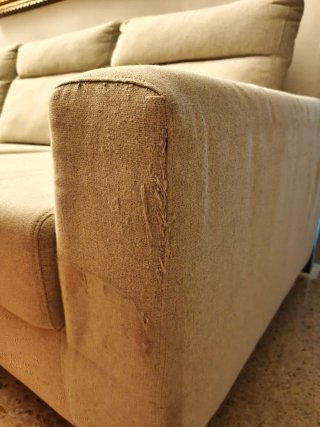 Sofá chaiselongue beige tela