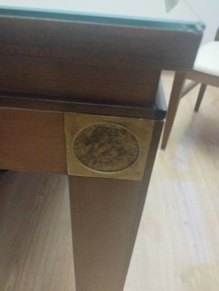 Mesa y 6 Sillas Comedor Madera y Cristal