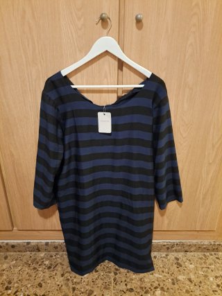 Vestido rayas azul y negro Con Etiqueta
