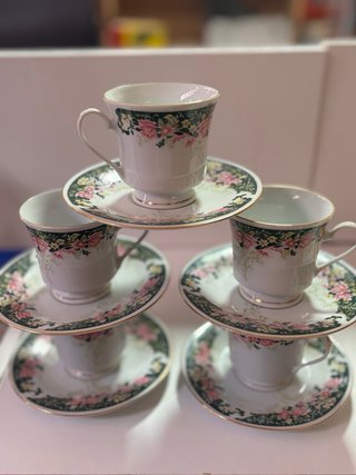 Juego de 6 tazas y platos de porcelana china