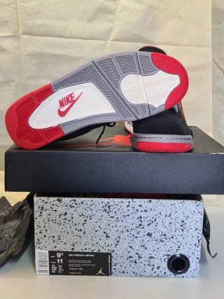 Air Jordan 4 Scarpe Uomo Nero Grigio Rosso