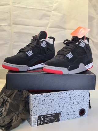 Air Jordan 4 Scarpe Uomo Nero Grigio Rosso