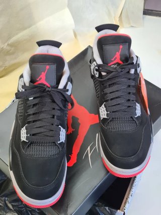 Air Jordan 4 Scarpe Uomo Nero Grigio Rosso