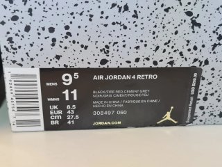 Air Jordan 4 Scarpe Uomo Nero Grigio Rosso
