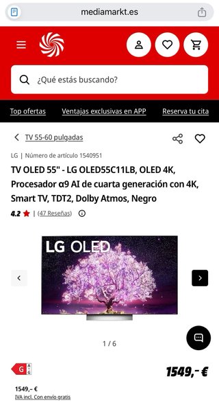 LG OLED55C11LB 55” OLED 4K Smart TV