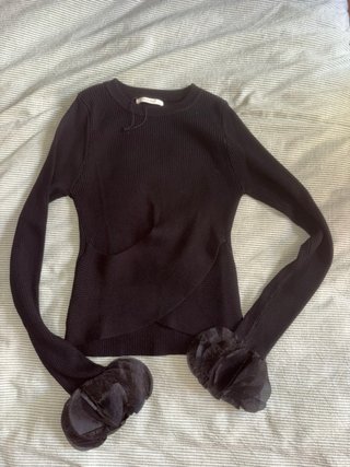 Jersey negro volantes mangas XS