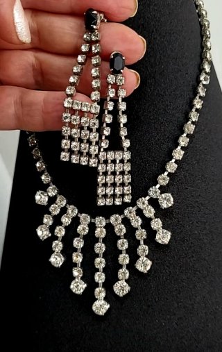 Conjunto Vintage Gargantilla y Pendientes Strass