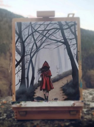 Cuadro Caperucita Roja Bosque Acrílico