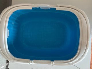 Transportín para conejo azul y blanco