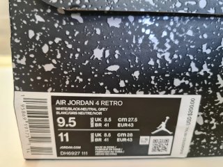 Air Jordan 4 Retro Scarpa Grigio Bianco Tg 43