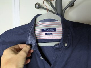 Camisa Zara Azul Marino Slim Fit