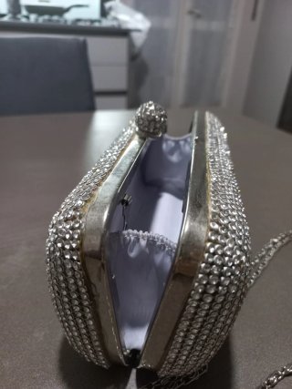 Pochette Borsa Sera Vintage Argento Catena
