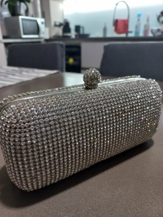 Pochette Borsa Sera Vintage Argento Catena