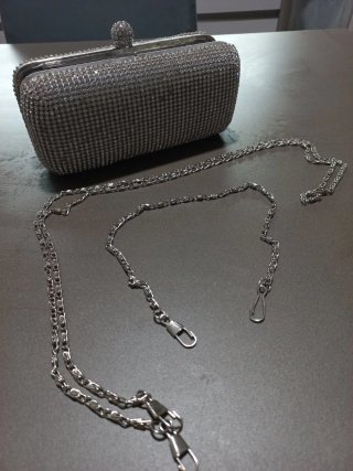 Pochette Borsa Sera Vintage Argento Catena