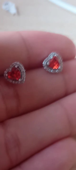 Orecchini Cuore Rosso Argento