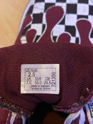 Vans Bambina Tg 33 Bordeaux Fiamme