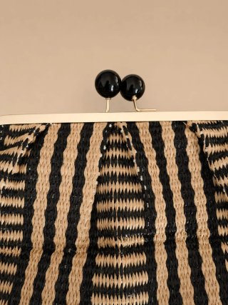 Bolso Clutch Rafia Beige y Negro