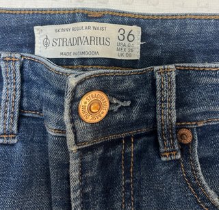 Stradivarius Jeans Tiro Alto Azul