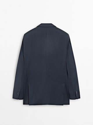 Traje Tejido Lana MassimoDutti T48 P38 Azul Marino