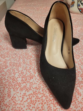 Zapatos de tacón cuadrado negros talla 36