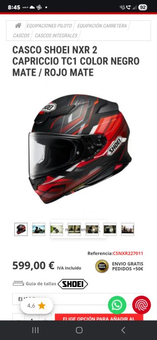 Casco integral Shoei NXR2 Capriccio TC-1-2XL