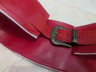 Cinturón Zingara Mujer Piel Rojo Dorado Moros
