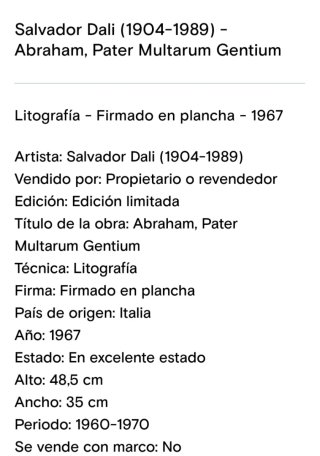 Obra Arrrde Salvador Dalí, Biblia Sacra 67 firmada