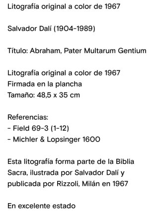 Obra Arrrde Salvador Dalí, Biblia Sacra 67 firmada
