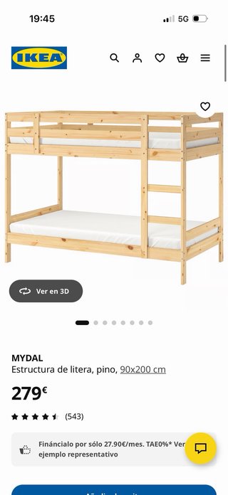 Litera de madera Ikea ( se vende sin colchones)