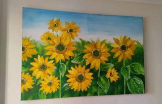 Cuadro de girasoles en acrílico
