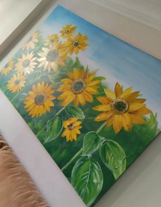 Cuadro de girasoles en acrílico
