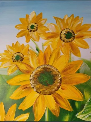 Cuadro de girasoles en acrílico