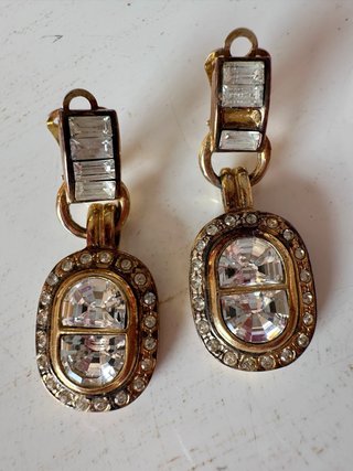 Orecchini clip cristalli vintage dorati