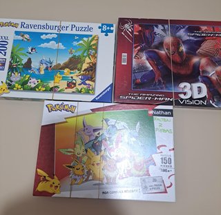 3 Puzzles: Pokémon, Spiderman 3D y Ravensburger